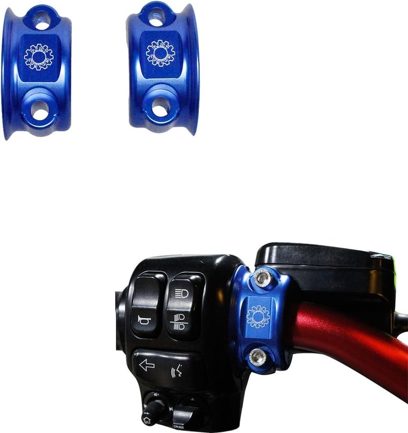 PJMTCUSTOM Blue Aluminum Left Right Clutch Handlebar Clamp Lever Control Bracket Fits for Harley Davidson XL883 1200, Softail FLS, Dyna FDX, Touring FLHT FLHX FLTR (Blue) - Image 1